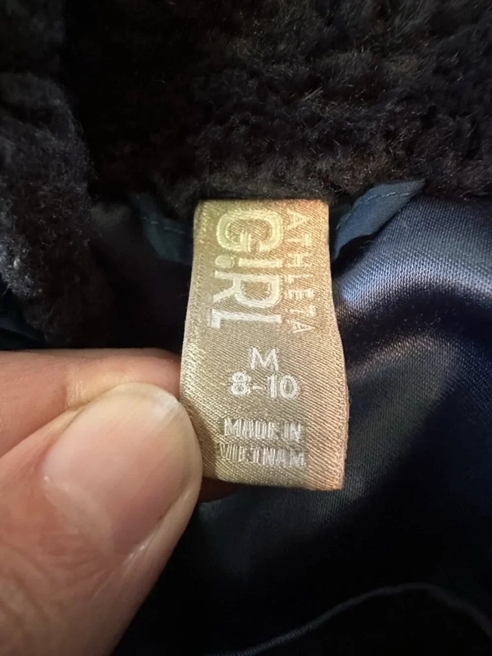 Athleta Girl Blue Puffer Jacket Fleece Lined 8/10 READ DESCRIPTION Child‎ Winter